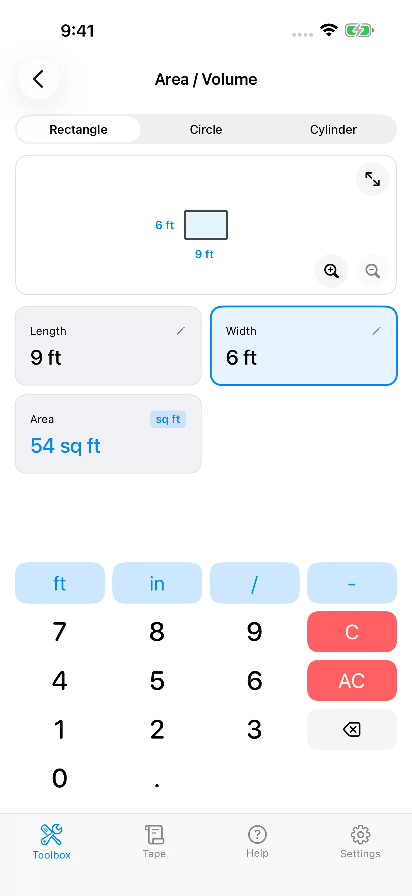 CutOnce area and volume calculator