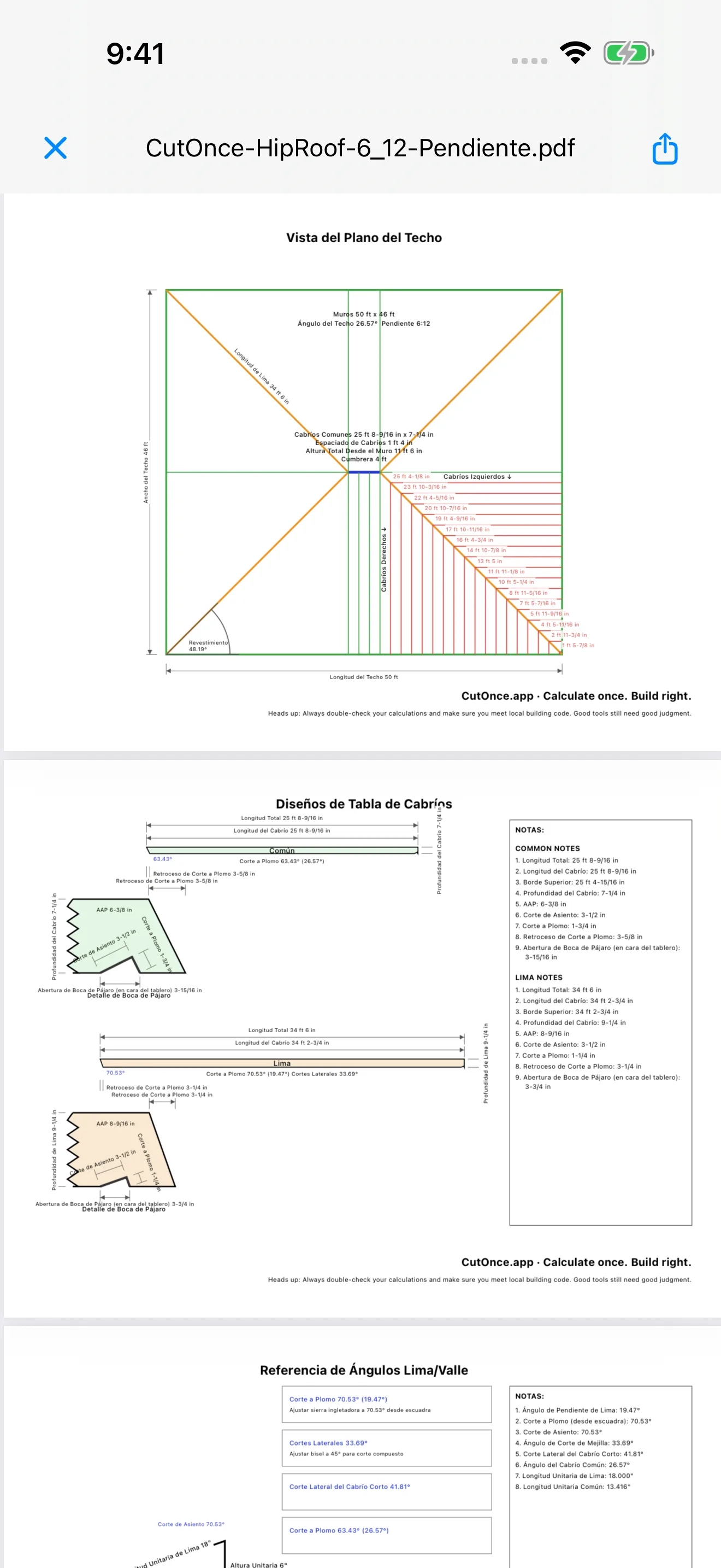 CutOnce rafter PDF export
