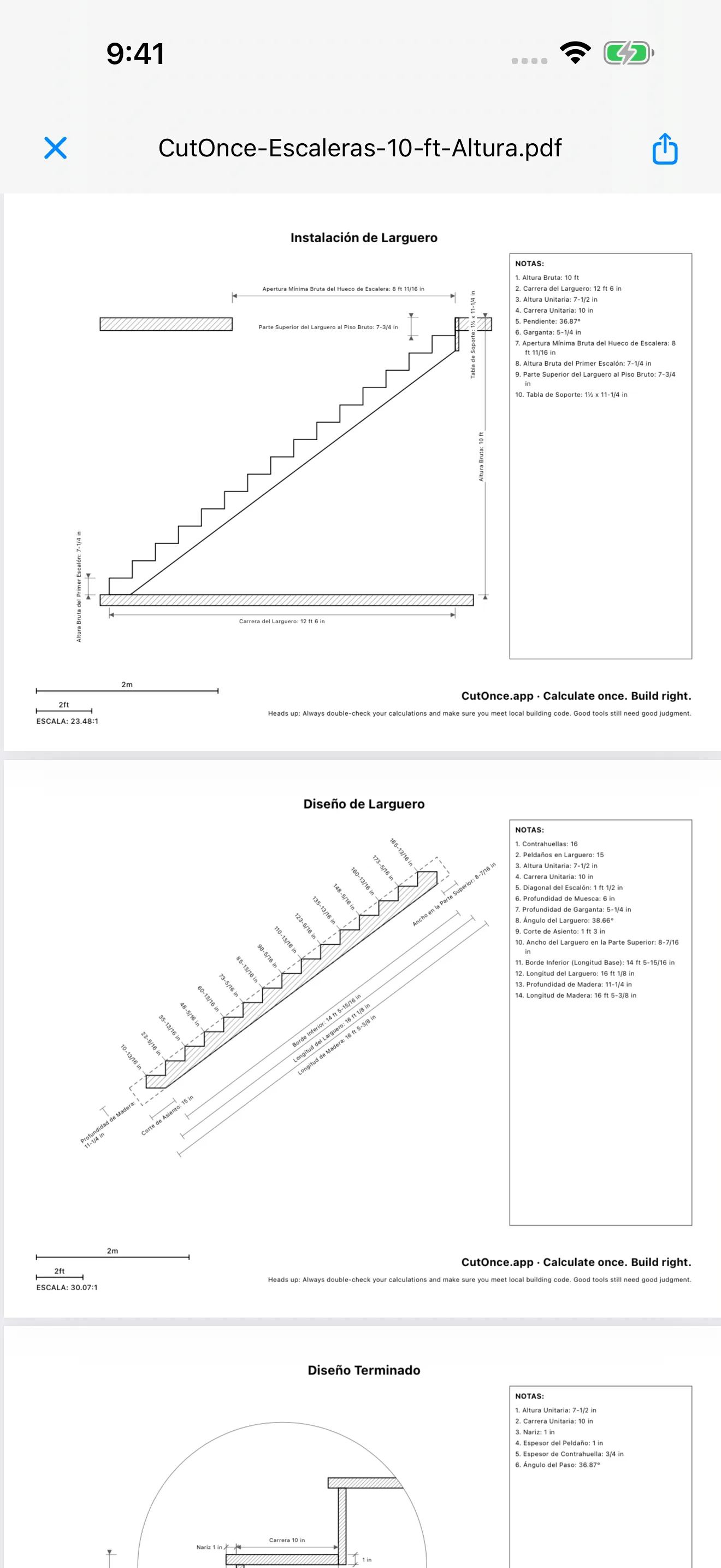 CutOnce stair PDF export