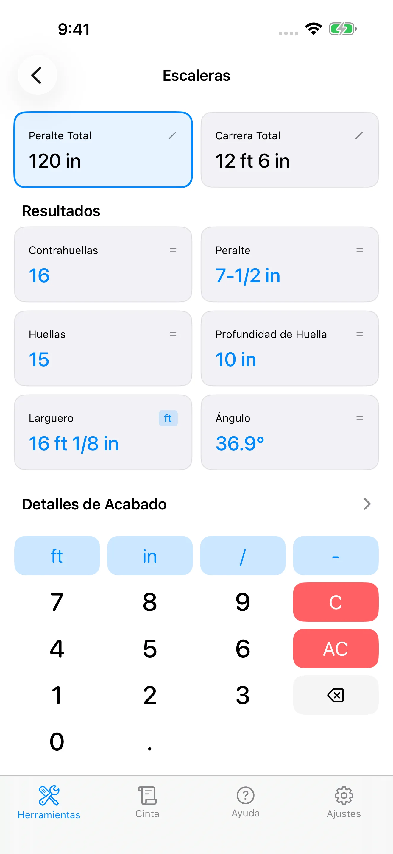 CutOnce stair calculator inputs