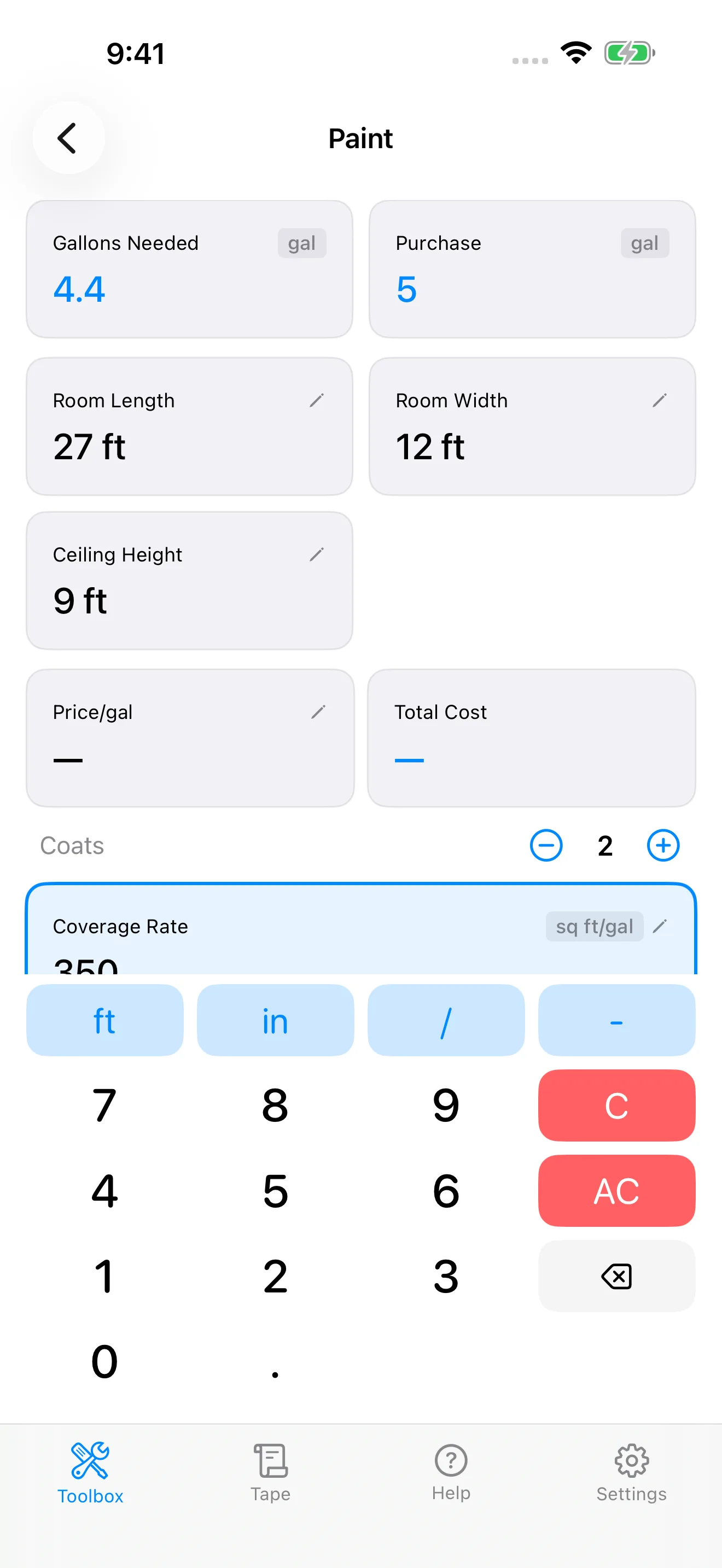 CutOnce paint calculator
