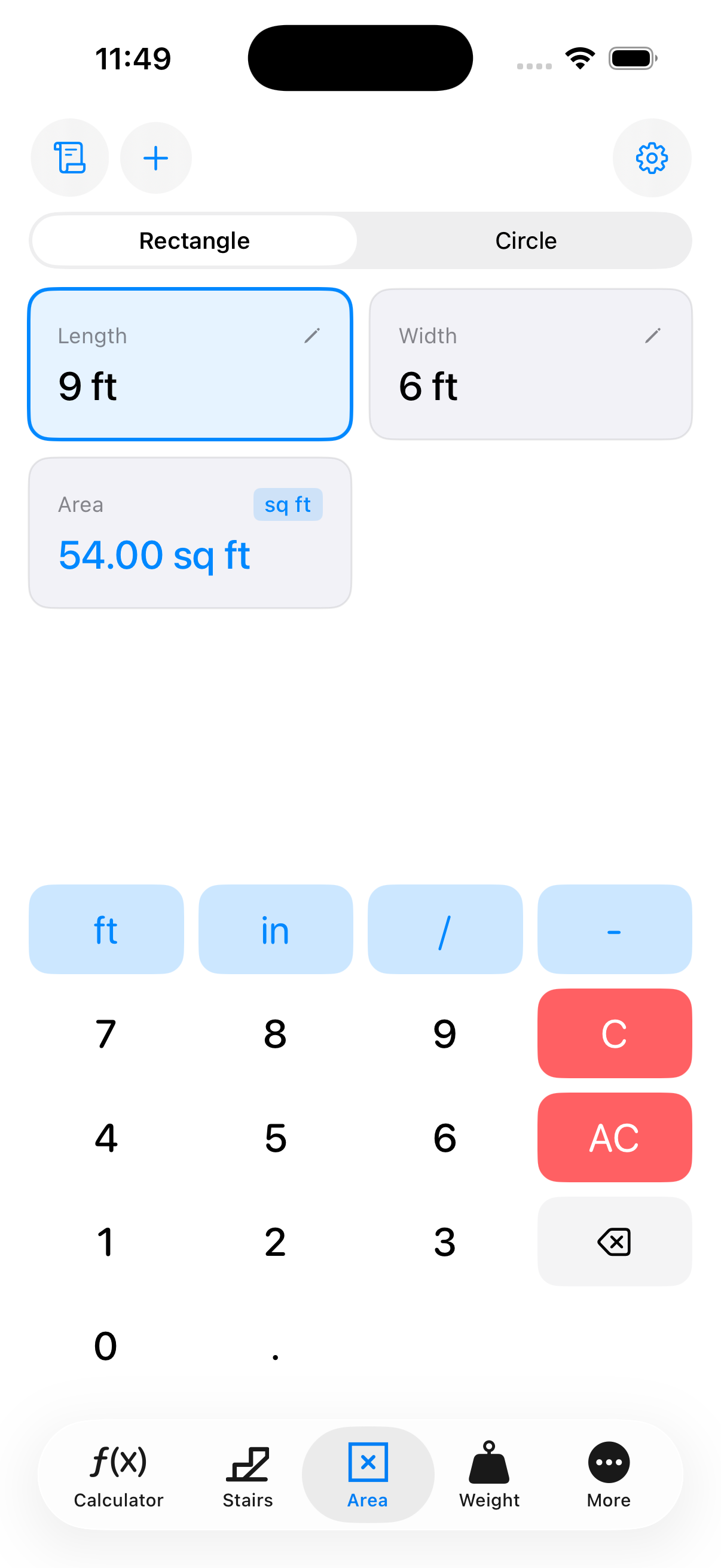 CutOnce area and volume calculator