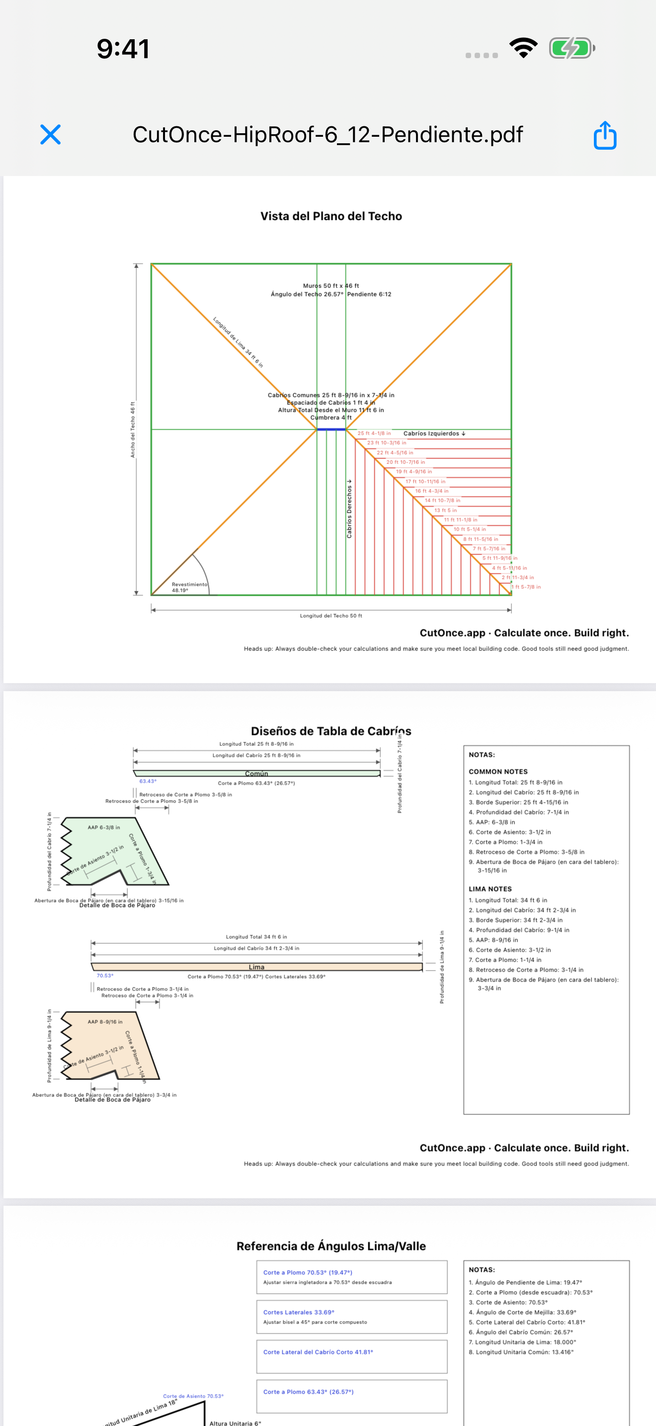 CutOnce rafter PDF export