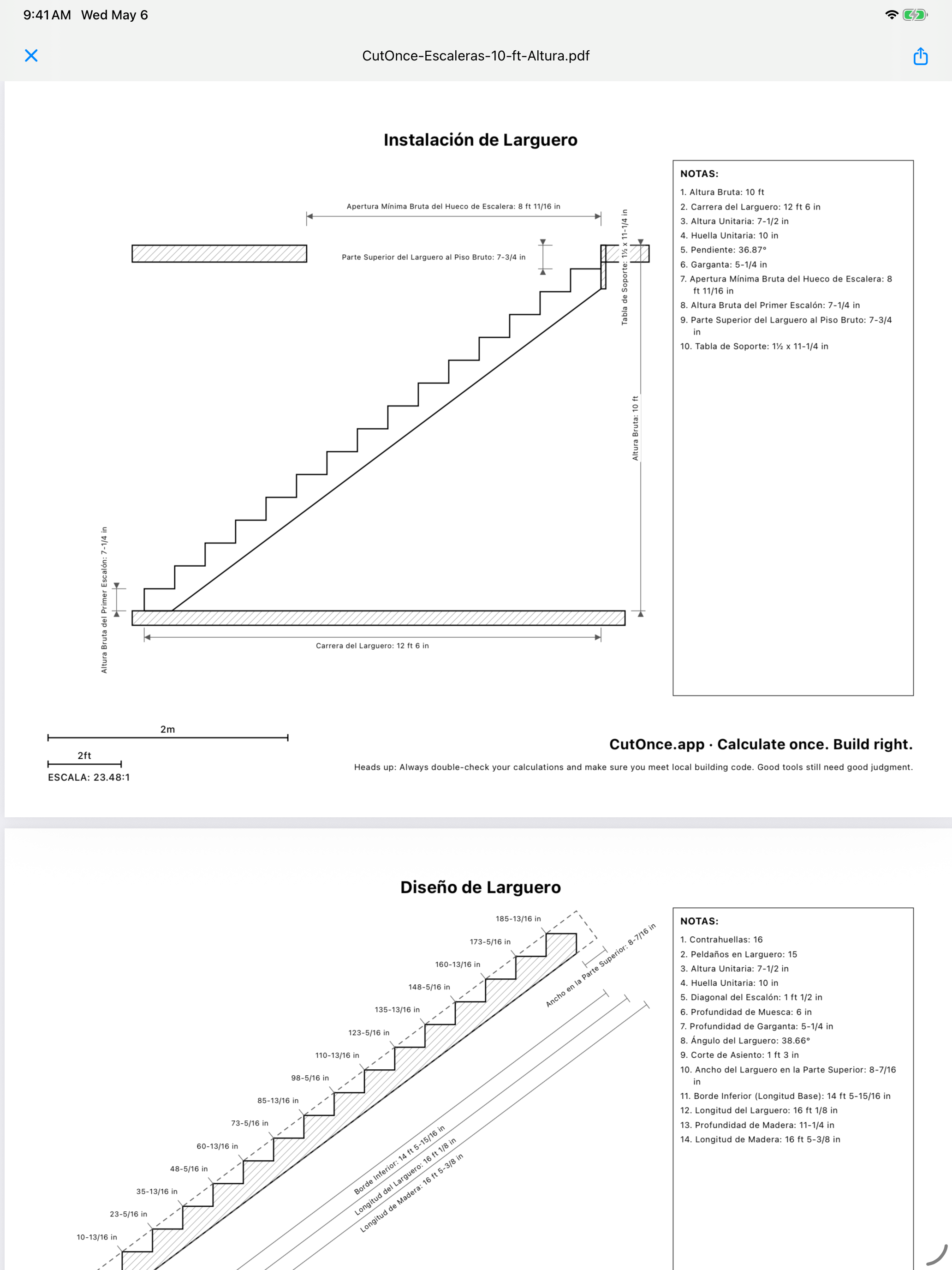 CutOnce stair PDF plan export