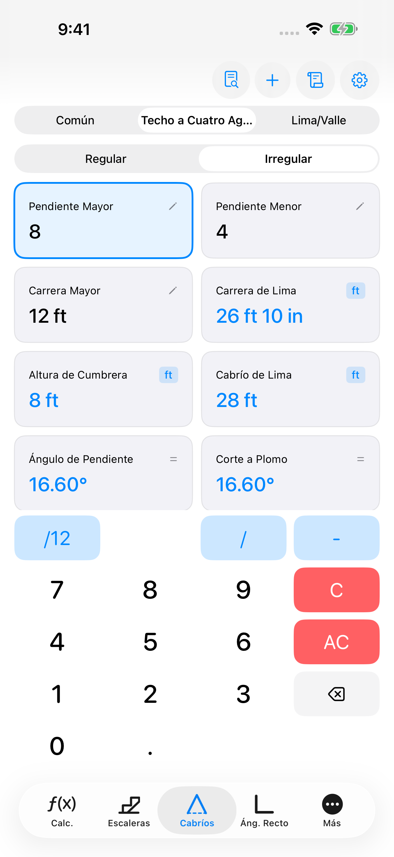 CutOnce rafter calculator inputs