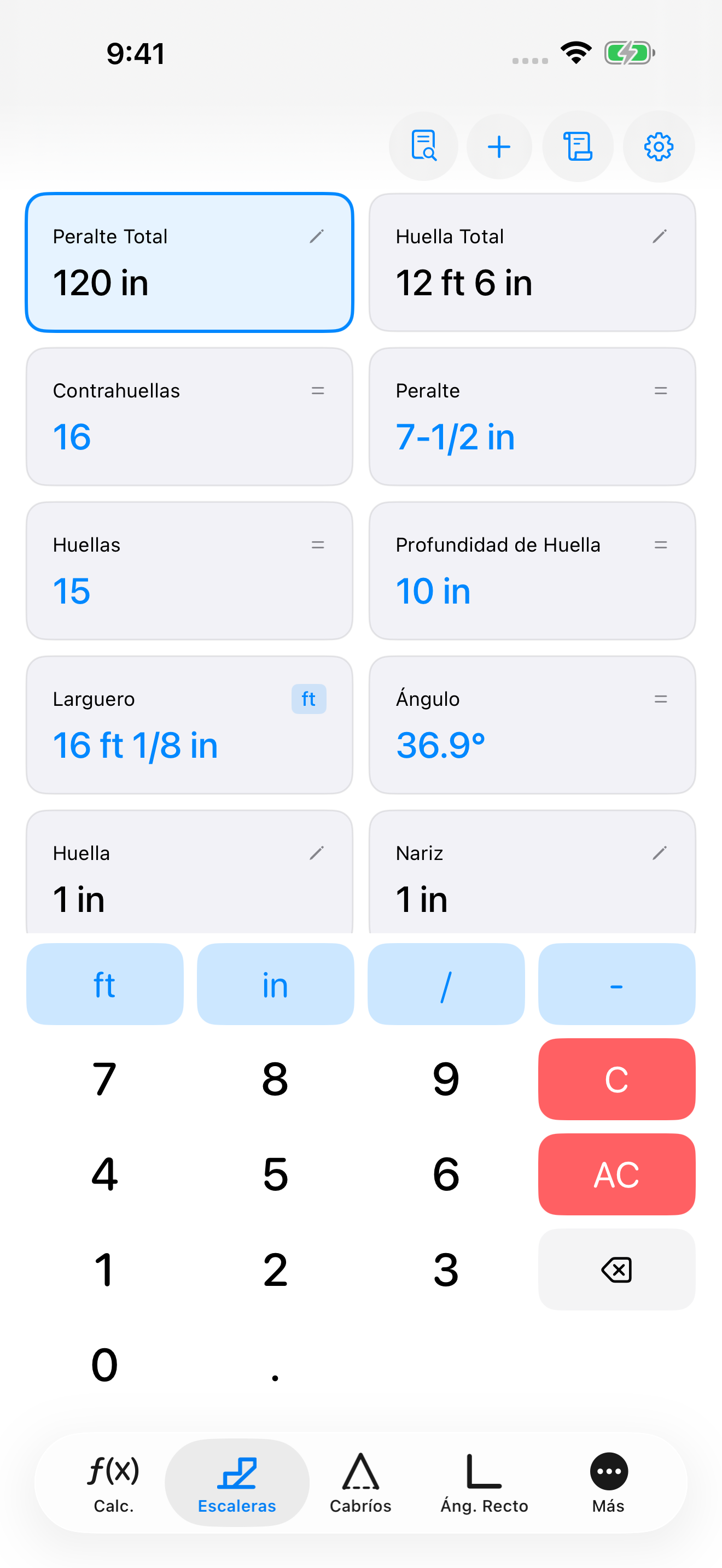 CutOnce stair calculator inputs